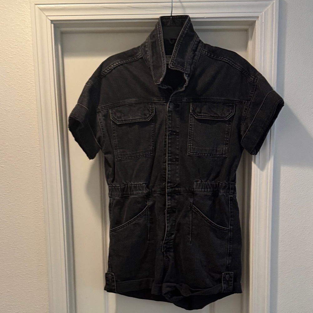 We The Free Womens Black Denim Jumpsuit